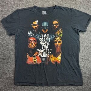 Justice League T-Shirt Men Large Black DC Comics Movie Graphic Tee 2017